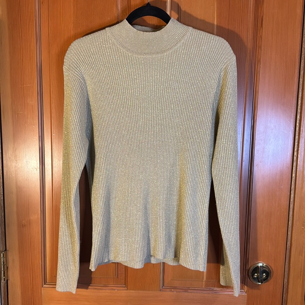Sarah Bentley Gold Metallic/Tan Sweater-L